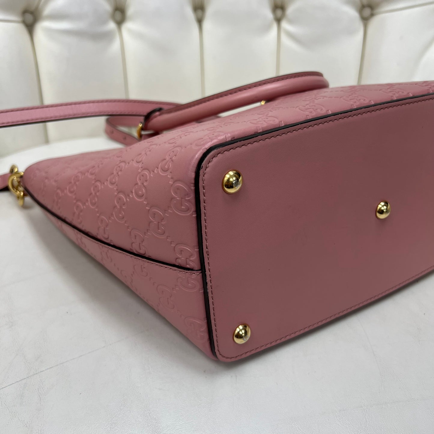 Gucci 2 Way Shoulder Bag Pink Leather