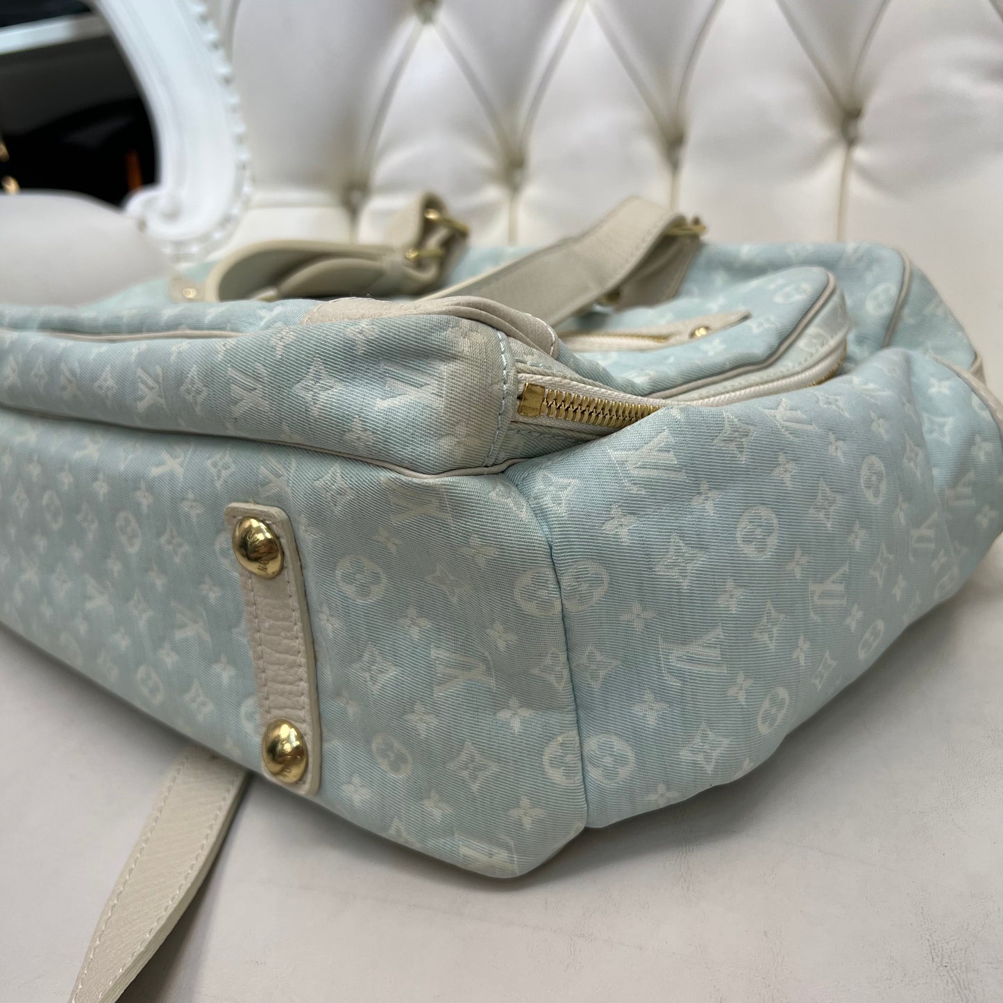 Louis Vuitton Mini Lin Sac a Langer Diaper Bag Blue