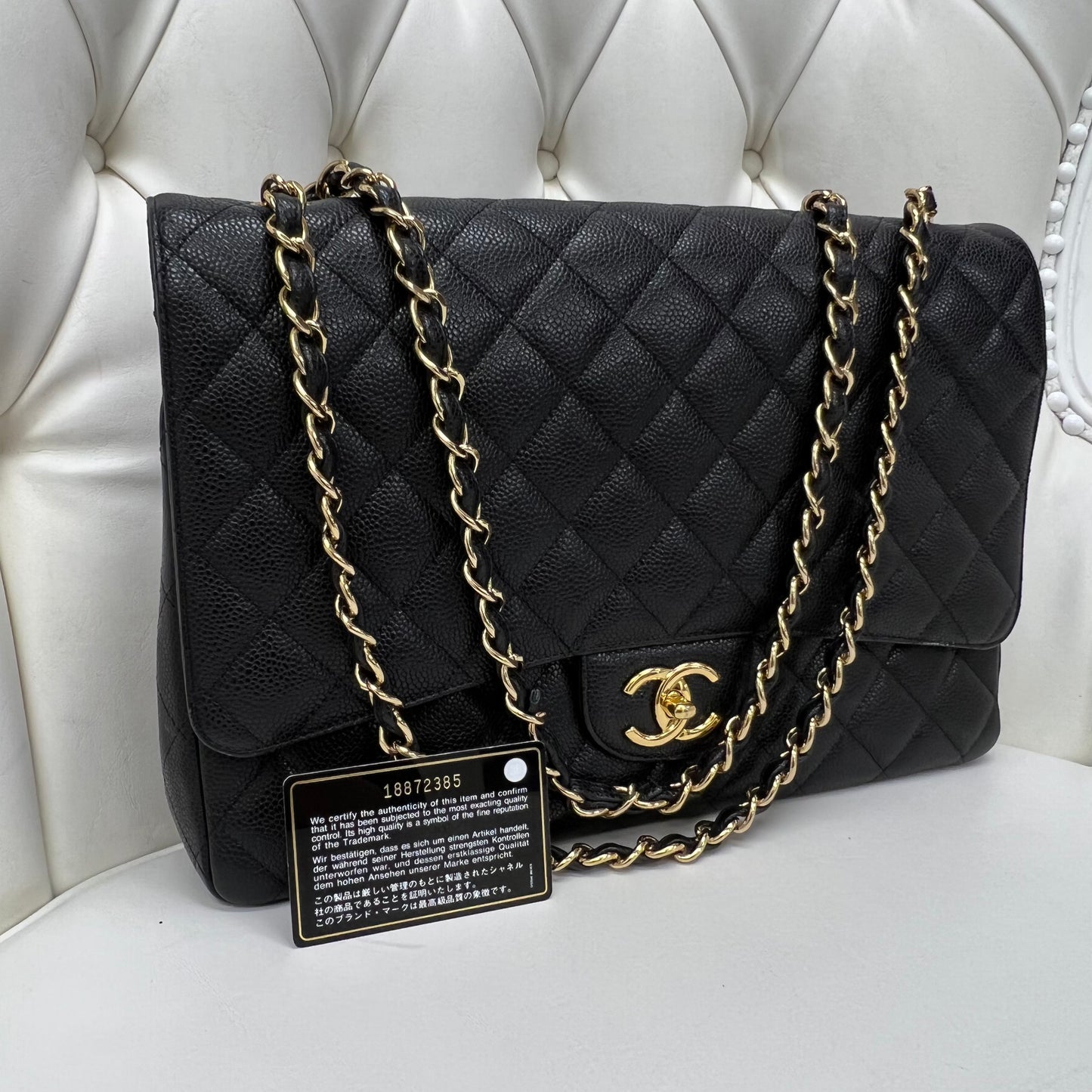 Chanel Jumbo Double Flap Black Quilted Caviar