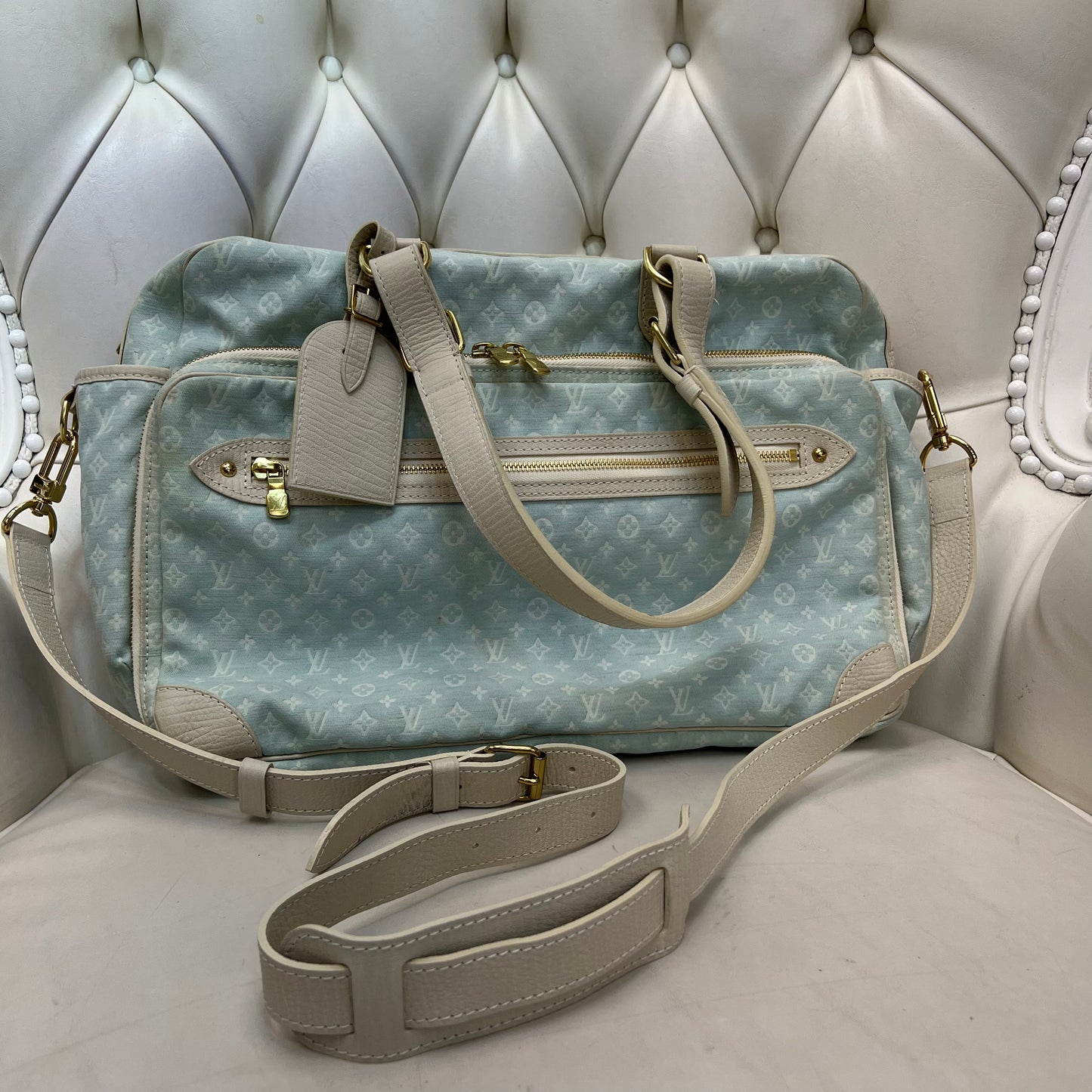 Louis Vuitton Mini Lin Sac a Langer Diaper Bag Blue