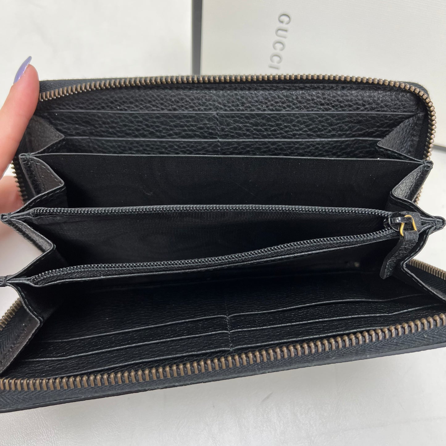Gucci Black Leather Zip Wallet