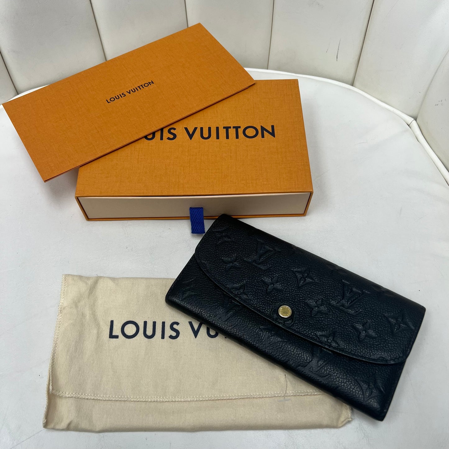 Louis Vuitton Emillie Wallet Black Empreinte Leather