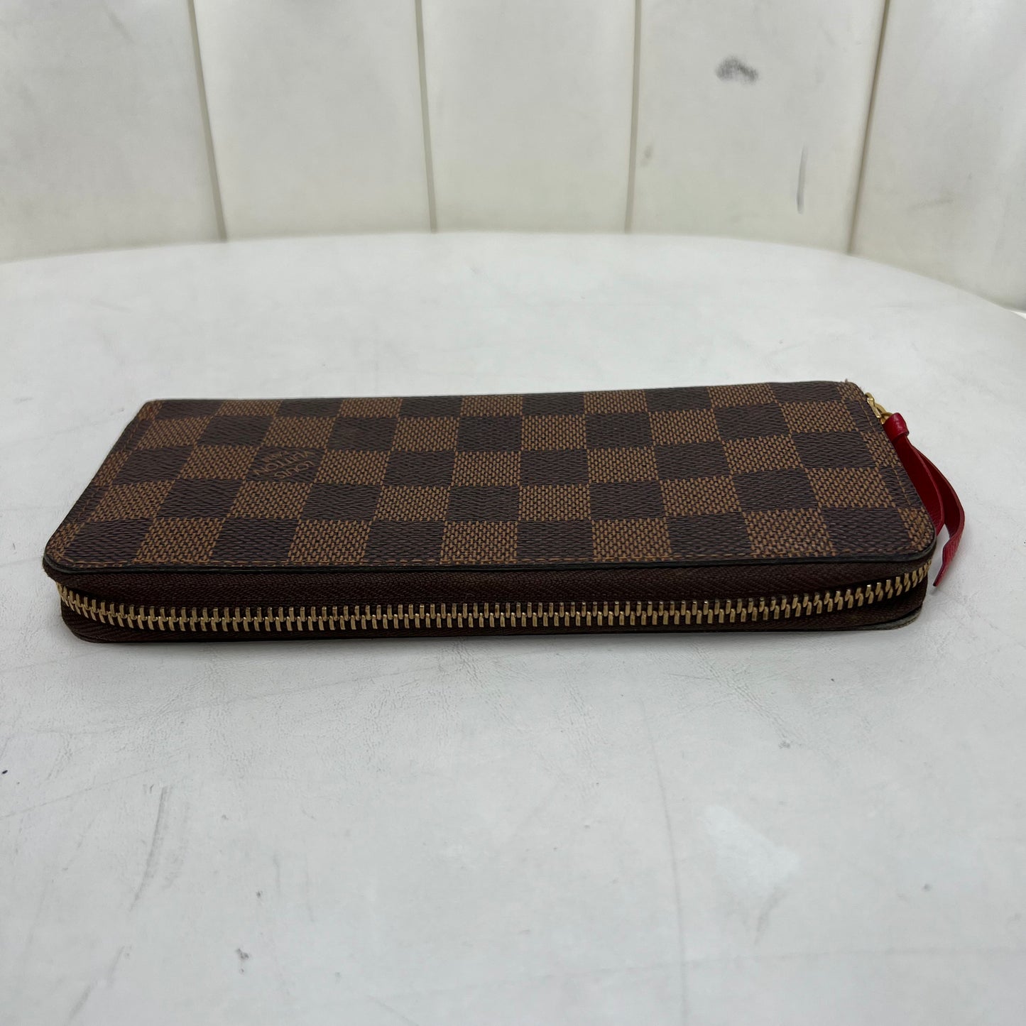 Louis Vuitton Clemence Wallet Damier Ebene Red