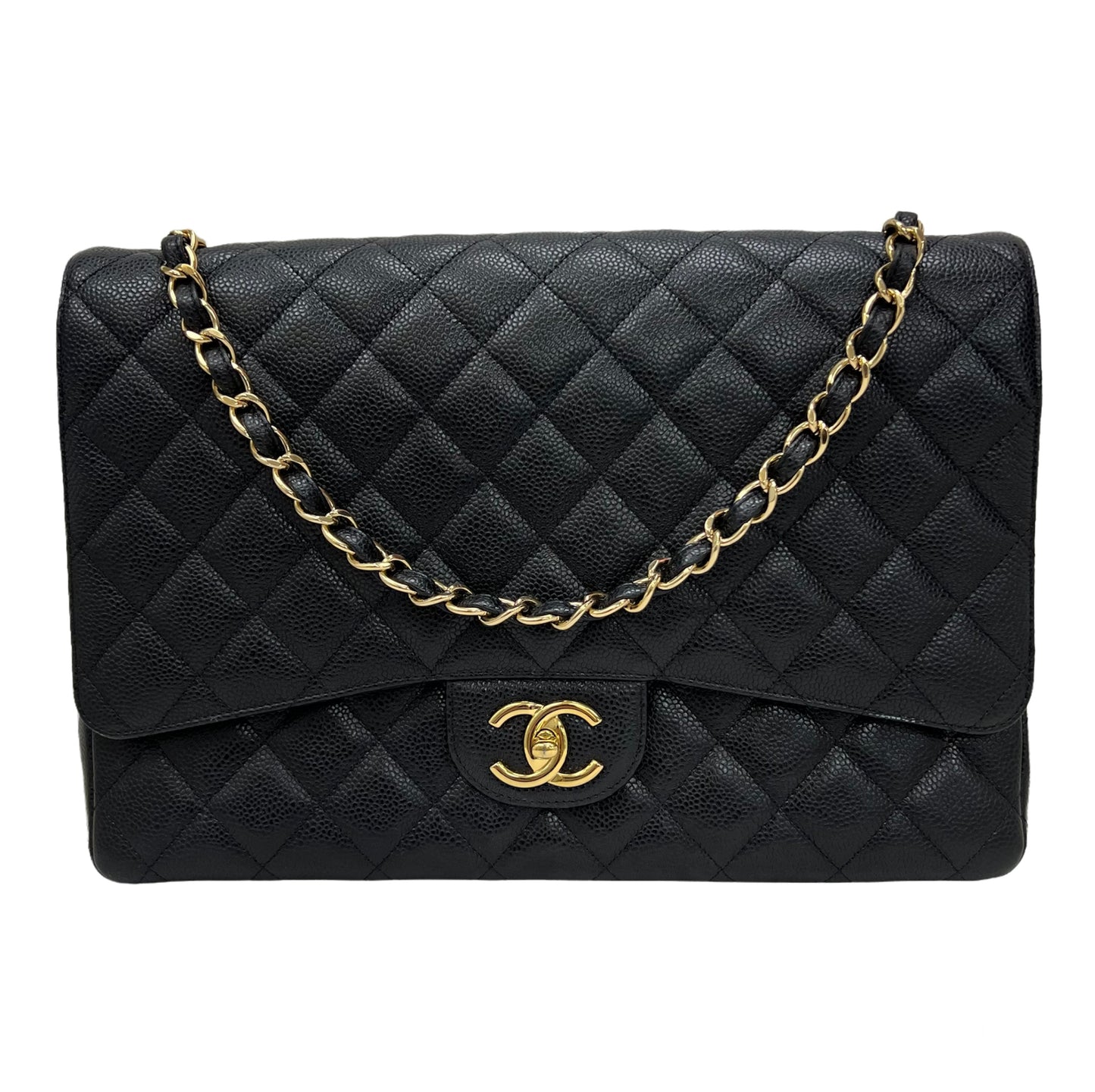 Chanel Jumbo Double Flap Black Quilted Caviar
