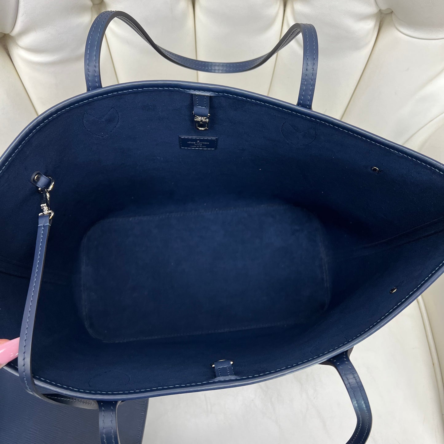 Louis Vuitton Neverfull MM Epi Leather with Pouch Blue
