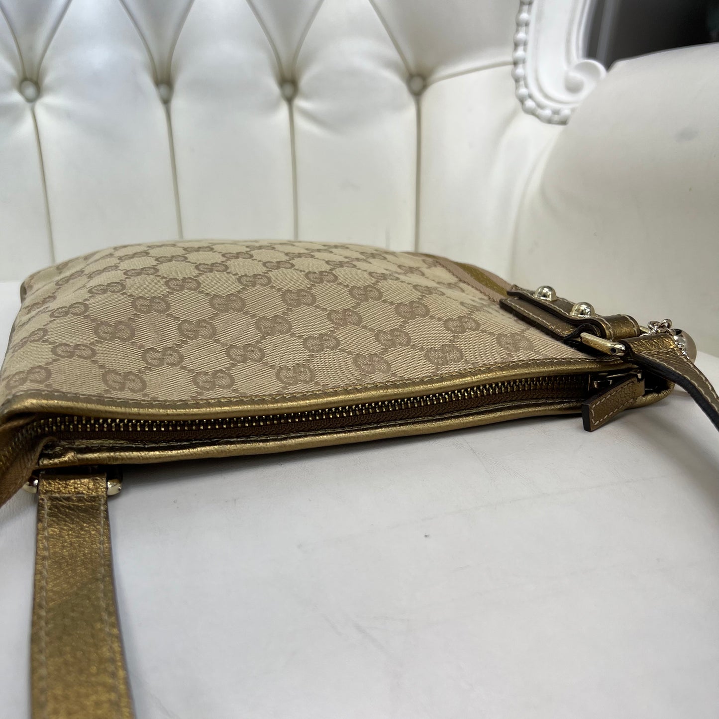 Gucci Monogram Web Jolicoeur Charms Messenger Bag