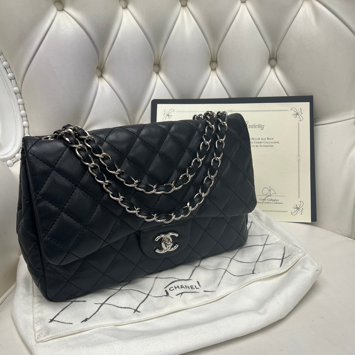 Chanel Jumbo Single Flap Black Quilted Caviar